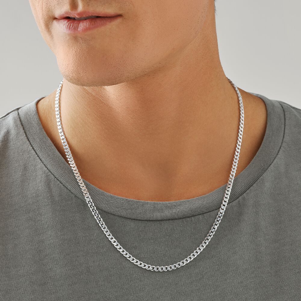 55cm (22") 4mm-4.5mm Width Curb Chain in Sterling Silver