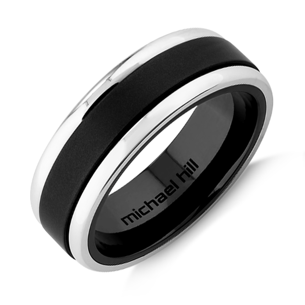 7mm Ring in 10kt White Gold & Black Titanium