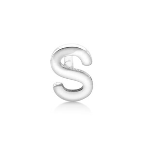 S Initial Single Stud Earring in Sterling Silver
