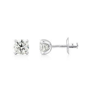 Solitaire Earrings with 1.40 Carat TW of Diamond in 14kt White Gold