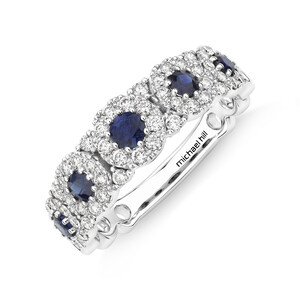 Bubble Ring with Sapphire and .50 Carat TW Diamonds in 14kt White Gold