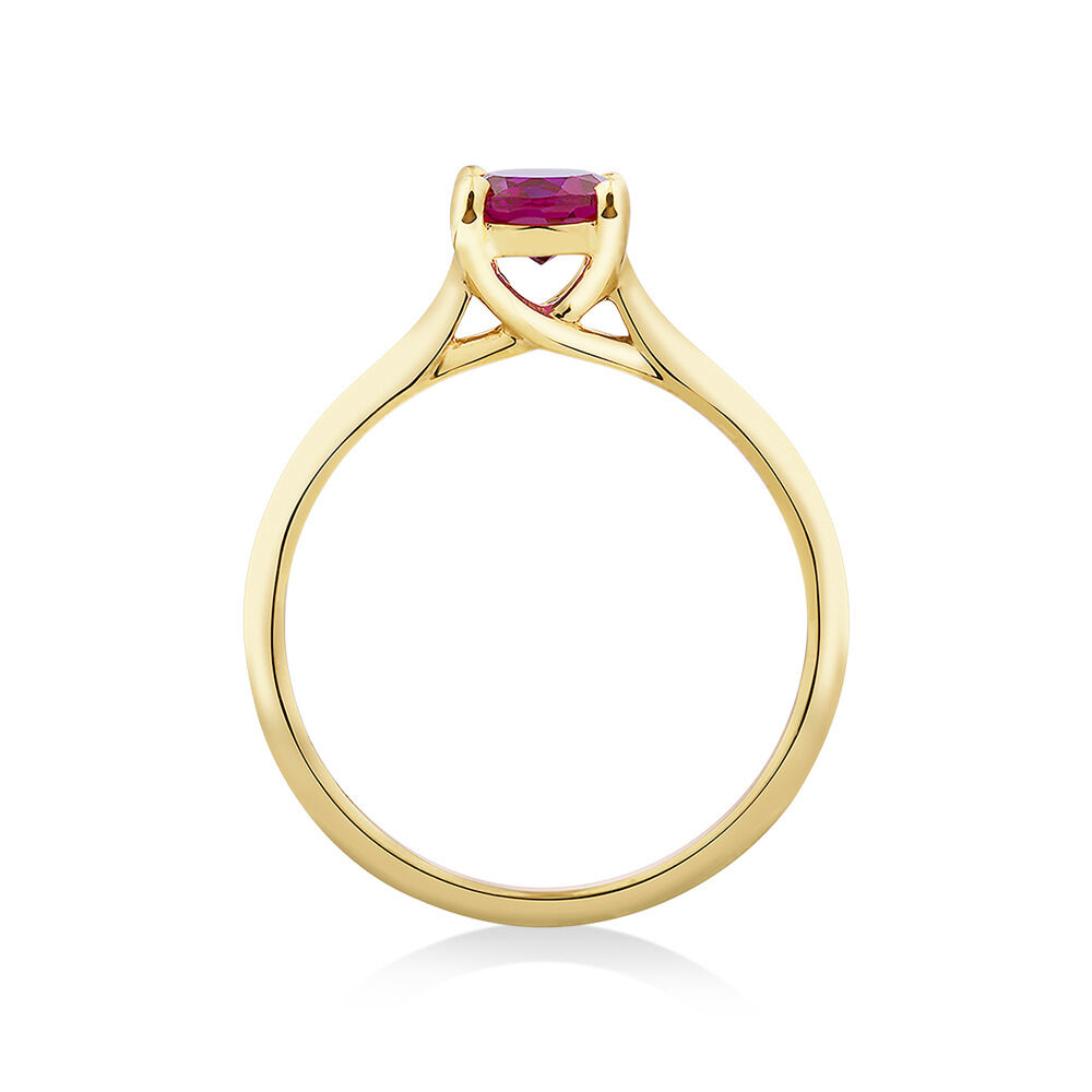 Ring with Laboratory Created Ruby in 10kt Yellow Gold