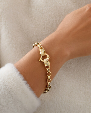 Bracelet en or jaune 10 K de 21 cm, largeur de 7 à 7,5 mm avec ensemble de diamants