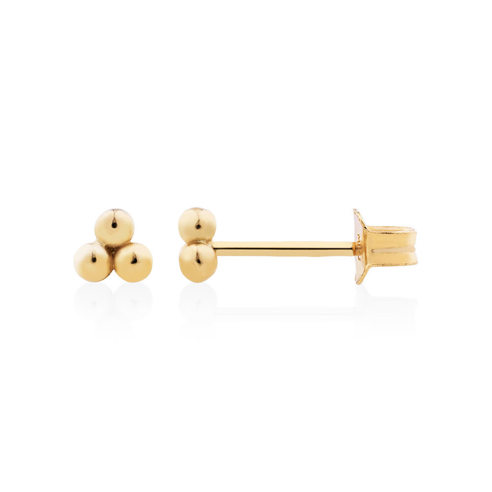 Trio Ball Stud Earrings in 10kt Yellow Gold