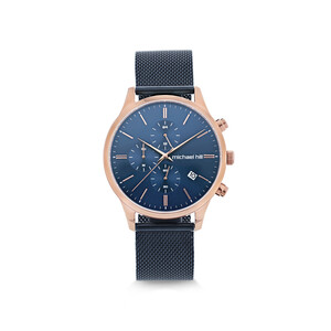 Montre chronographe en acier inoxydable bleu et rose pour homme