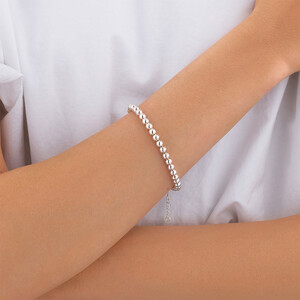 Bracelet à perles en argent sterling de 21 cm