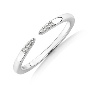 Pointed Open Ring with Cubic Zirconia in Sterling Silver