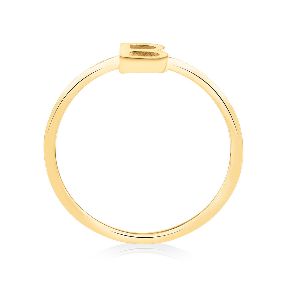 B Initial Ring in 10kt Yellow Gold