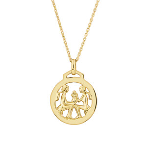 Gemini Zodiac Necklace in 10kt Yellow Gold