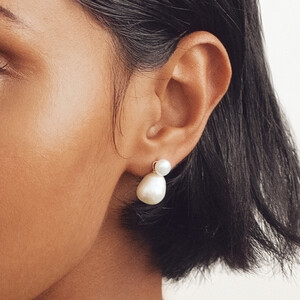 6-6.5mm Bar Drop Earrings with Cultured Freshwater Baroque Pearls in 10kt Yellow Gold