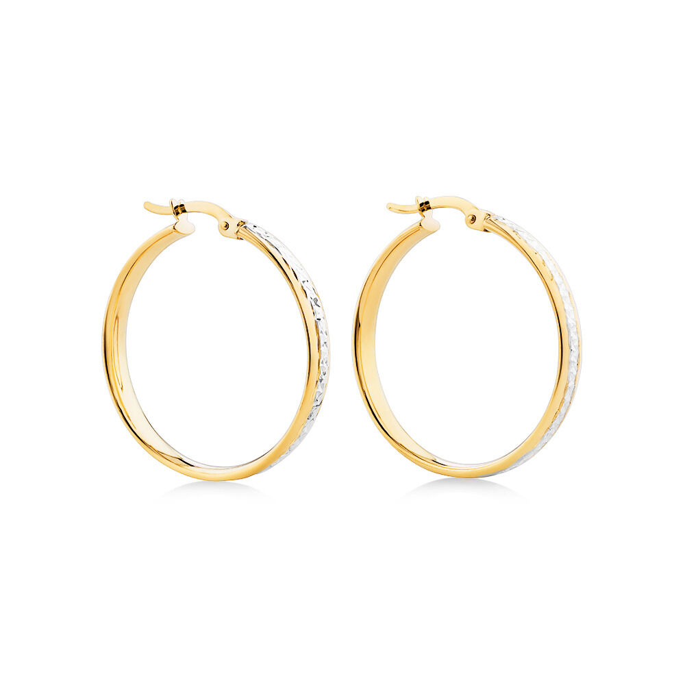 Two Tone Hoop Earrings in 10kt Yellow Gold & White Gold