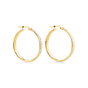 Two Tone Hoop Earrings in 10kt Yellow Gold & White Gold