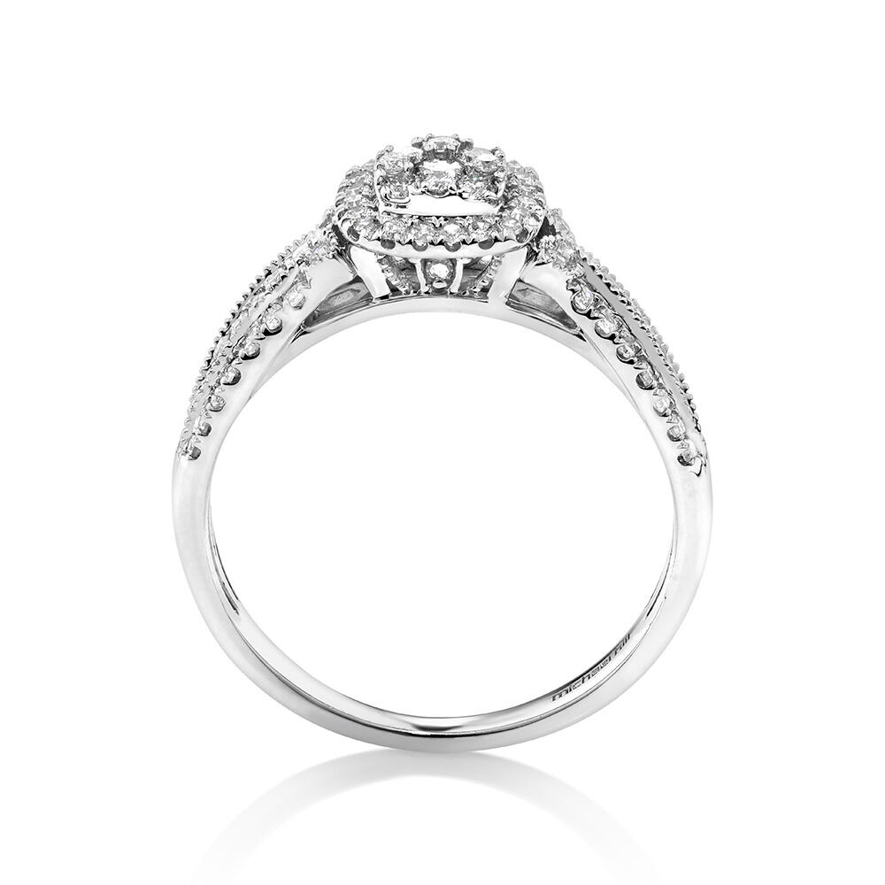 Square Halo Ring with 0.50 Carat TW of Diamonds in 10kt White Gold