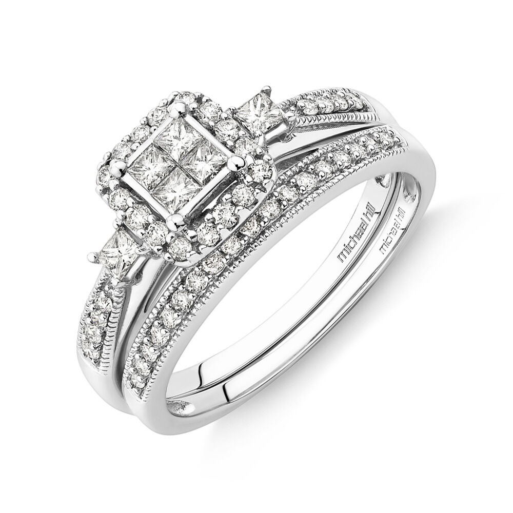 Bridal Set with 1/2 Carat TW of Diamonds in 10kt White Gold