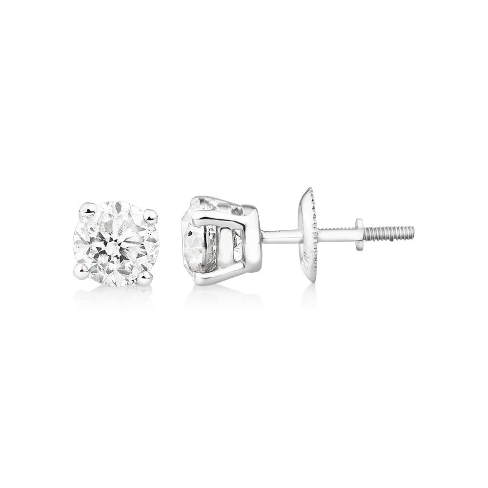 Classic Stud Earrings with 1.46 Carat TW of Diamonds in 14kt White Gold