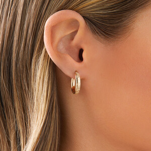 15mm Diamond Cut Hoop Earrings In 10kt Yellow Gold