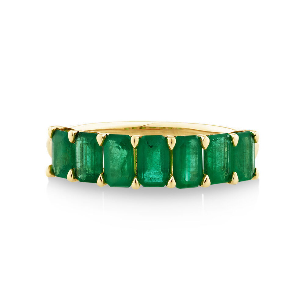 Emerald Half Eternity Ring in 10kt Yellow Gold