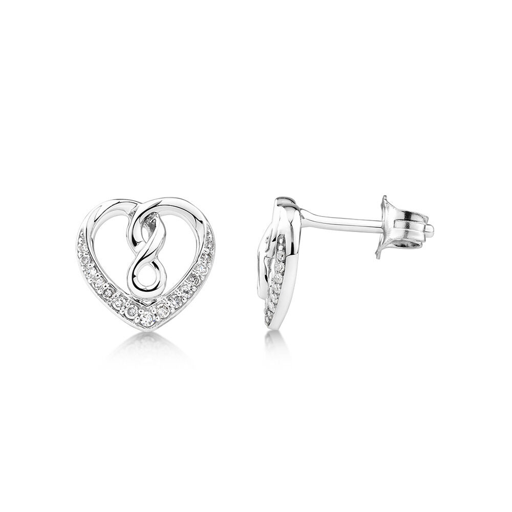 Heart infinitas Earring with 0.12 Carat TW of Diamonds in Sterling Silver