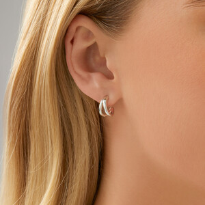 Split Hoop Stud Earrings in Sterling Silver