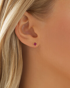 Stud Earrings with Ruby in 10kt Yellow Gold