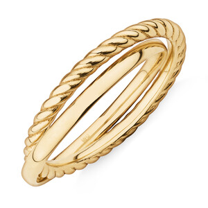 Rope & Polished Double Ring in 10kt Yellow Gold