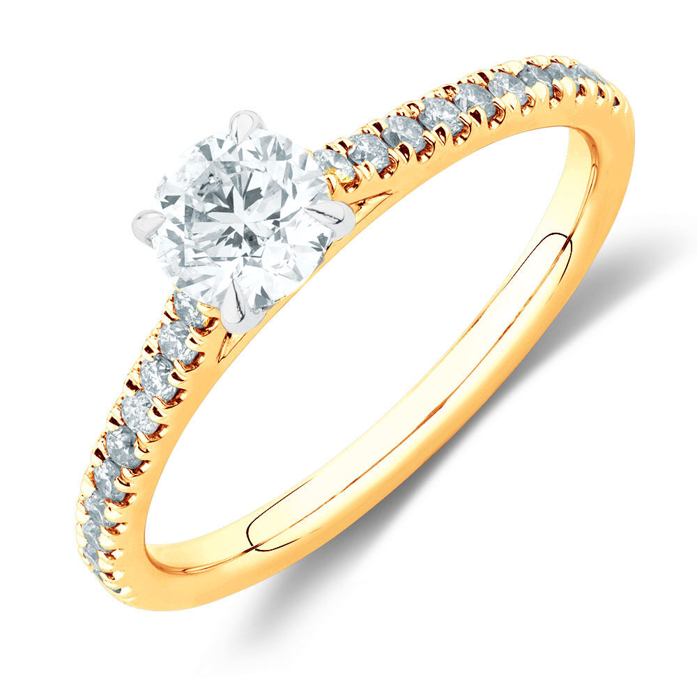 Solitaire Engagement Ring with 1 Carat Diamond in 14kt Yellow