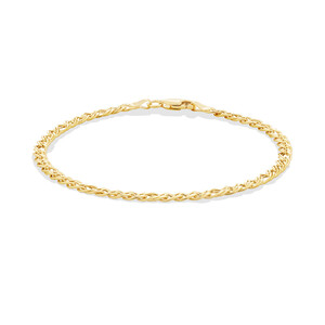 Bracelet à gourmette ovale double de 19 cm en or jaune 10 K