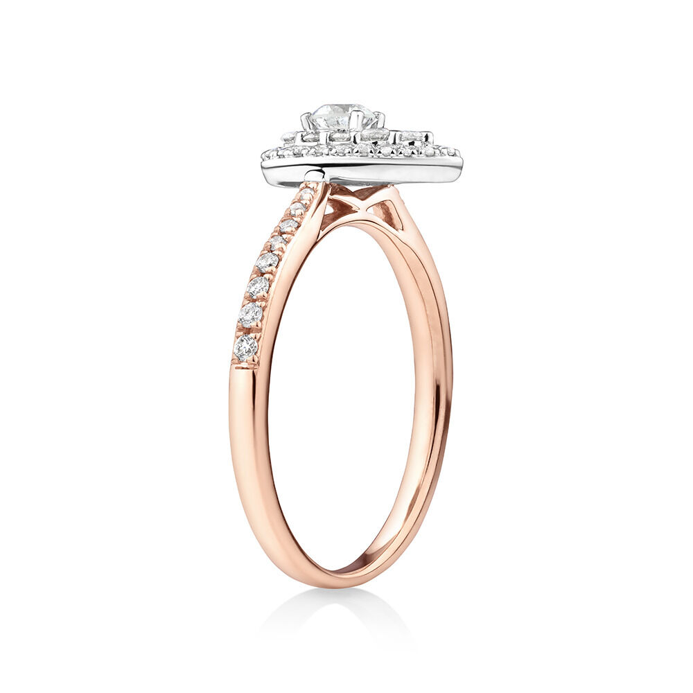 Evermore Halo Pear Engagement Ring with 0.45 Carat TW Diamonds in 10kt Rose & White Gold
