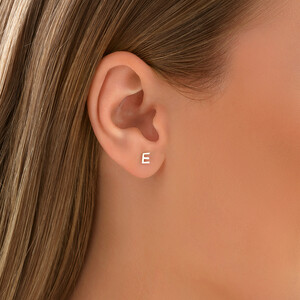 E Initial Single Stud Earring in Sterling Silver
