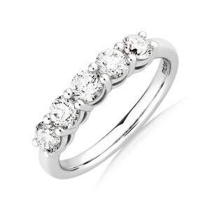 Evermore 5 Stone Wedding Band with 1 Carat TW of Diamonds in 14kt White Gold