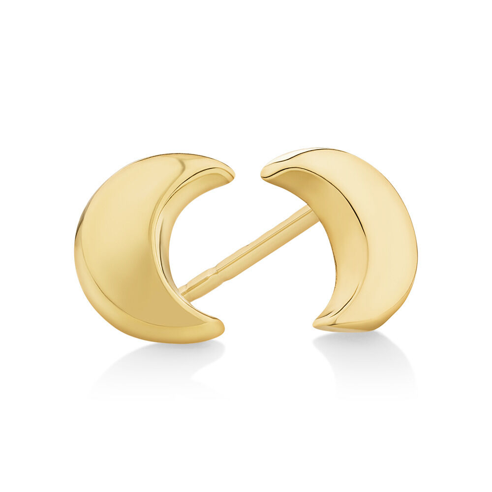 Moon Stud Earrings in 10kt Yellow Gold
