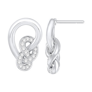Boutons d'oreilles Knots en argent sterling avec diamants totalisant 0,16 ct
