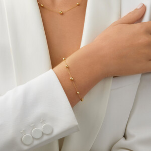 Bracelet de 19 cm en or jaune 10 K avec perles