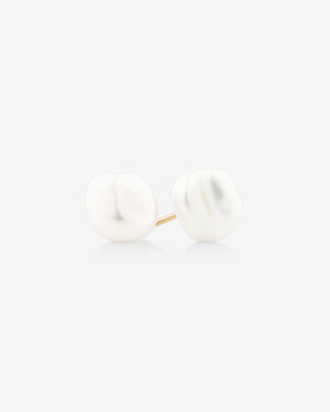 7-8mm Studs with Cultured Freshwater Baroque Pearls in 10kt Yellow Gold