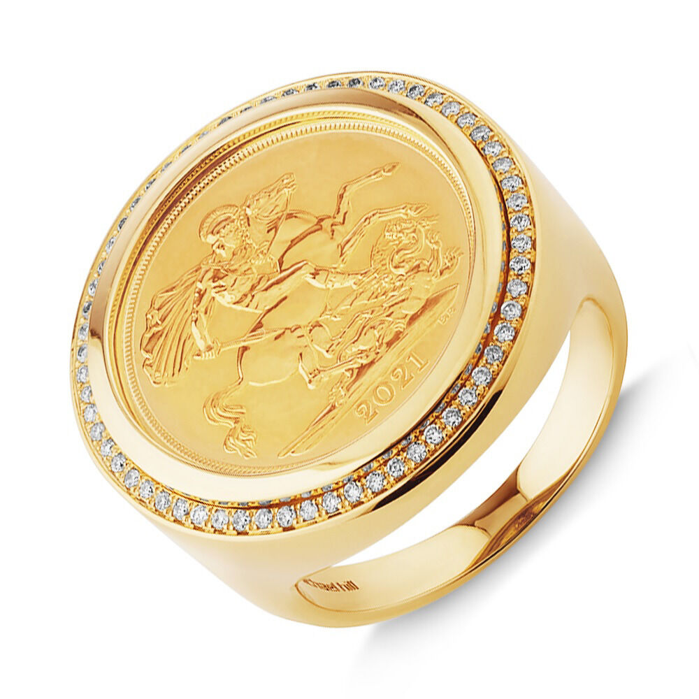 White gold sovereign new arrivals ring