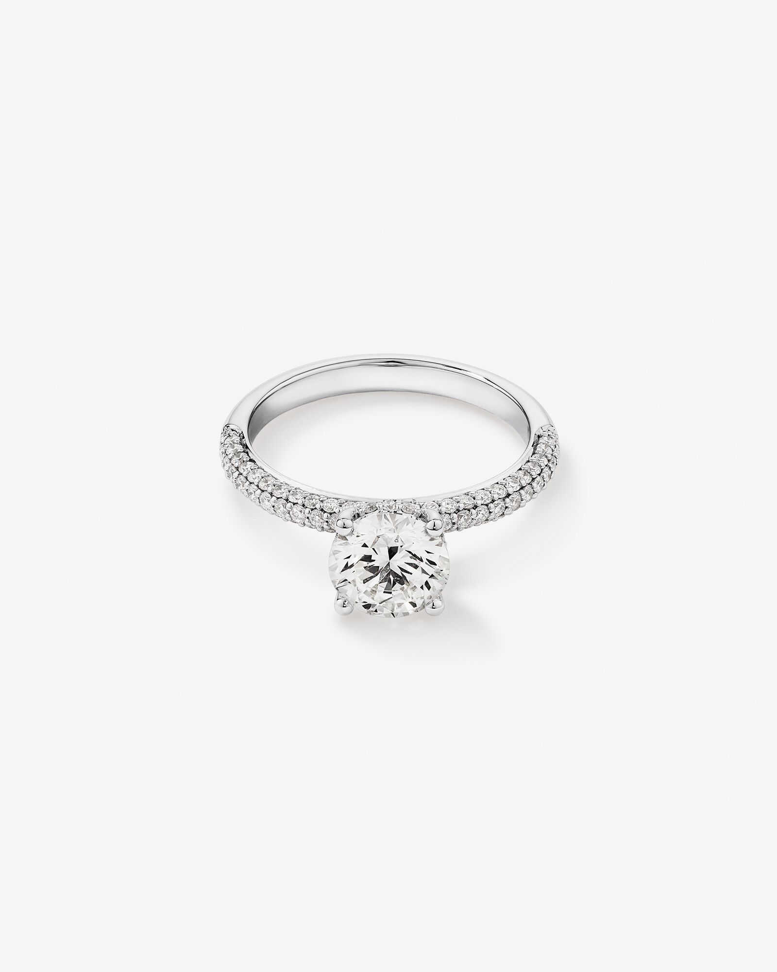 1.95 Carat TW Round Brilliant Laboratory Grown Diamond Solitaire Side Accent Engagement Ring in 14kt White Gold