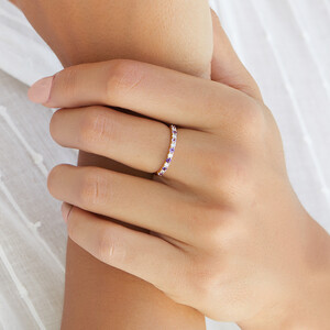 Stacker Ring with Amethyst & 0.15 Carat TW of Diamonds in 10kt Yellow Gold