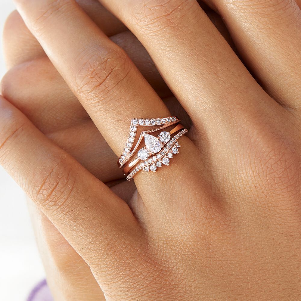 Evermore Three Stone Engagement Ring with 0.50 Carat TW of Diamonds in 10kt Rose Gold
