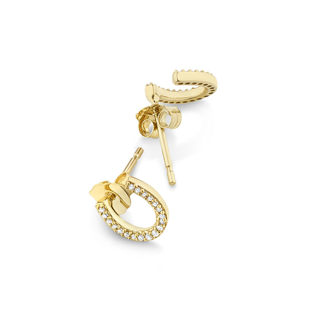 Mini Horseshoe Earrings with Diamonds in 10kt Yellow Gold