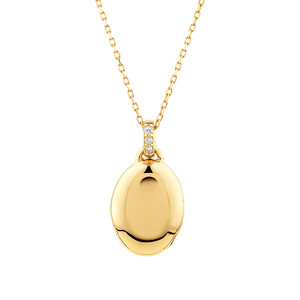 Diamond Accent Oval locket in 10kt Yellow Gold