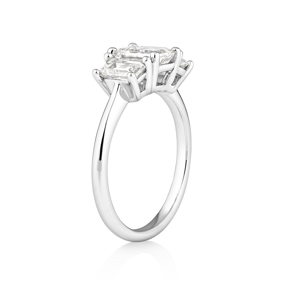 Three Stone Engagement Ring with 2.00 Carat TW of Laboratory-Created Diamonds in 14kt White Gold