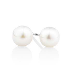Boutons d'oreilles en argent sterling avec perles d'eau douce de culture en forme de bouton de 6 mm
