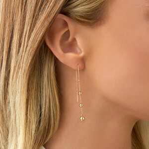 Bead Thread Earrings in 10kt Yellow Gold