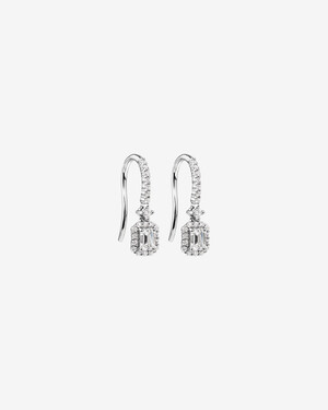 0.62 Carat TW Laboratory-Grown Diamond Emerald Cut Drop Earrings set in 10kt White Gold