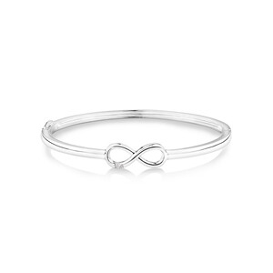 Diamond Accent Infinity Oval Hinge Bangle in Sterling Silver