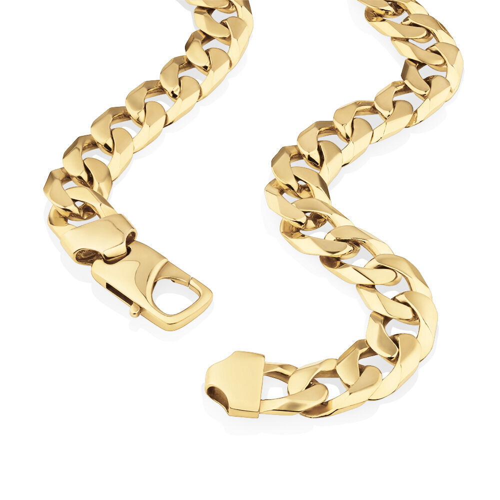 55cm (22") 12mm-12.5mm Width Solid Curb Chain in 10kt Yellow Gold
