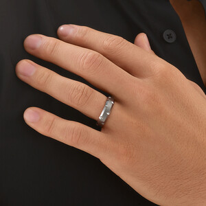 6mm Men's Ring in Grey Sapphire Tungsten