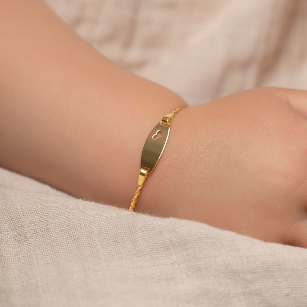 Bracelet d'identité de 14 cm en or jaune 10 K pour bébé
