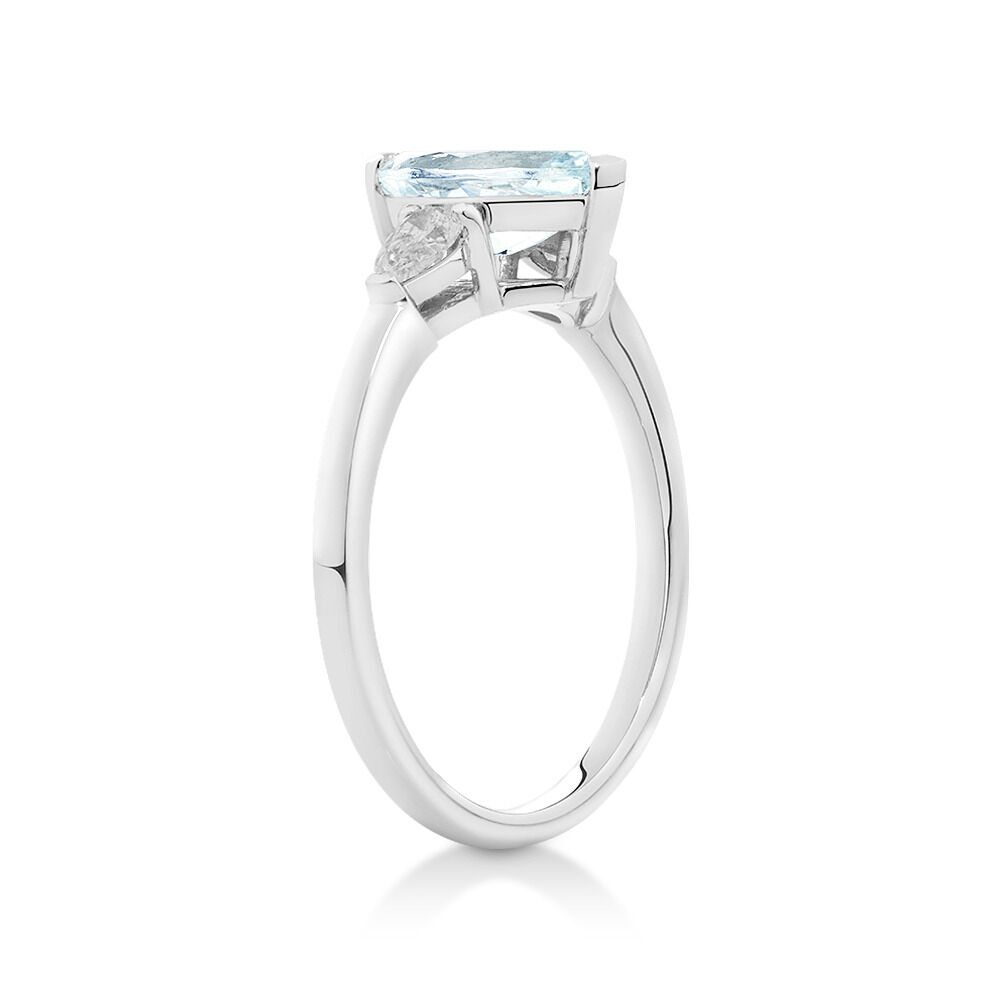 Aquamarine Marquise Ring with 0.26 Carat TW of Diamonds in 14kt White Gold