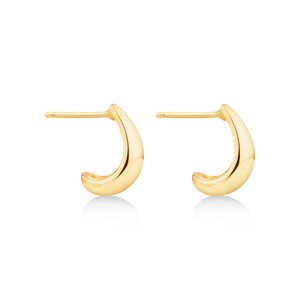 Polished Graduated Dome Huggie Stud Earrings in 10kt Yellow Gold